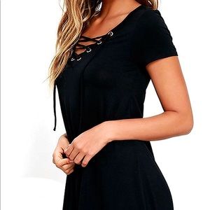💕Cute Dress/Tunic Lace Up Black Top Size M